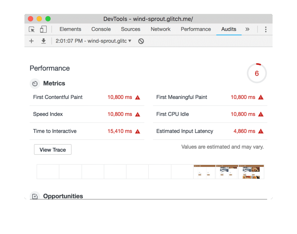 Chrome Geliştirici Araçları audits