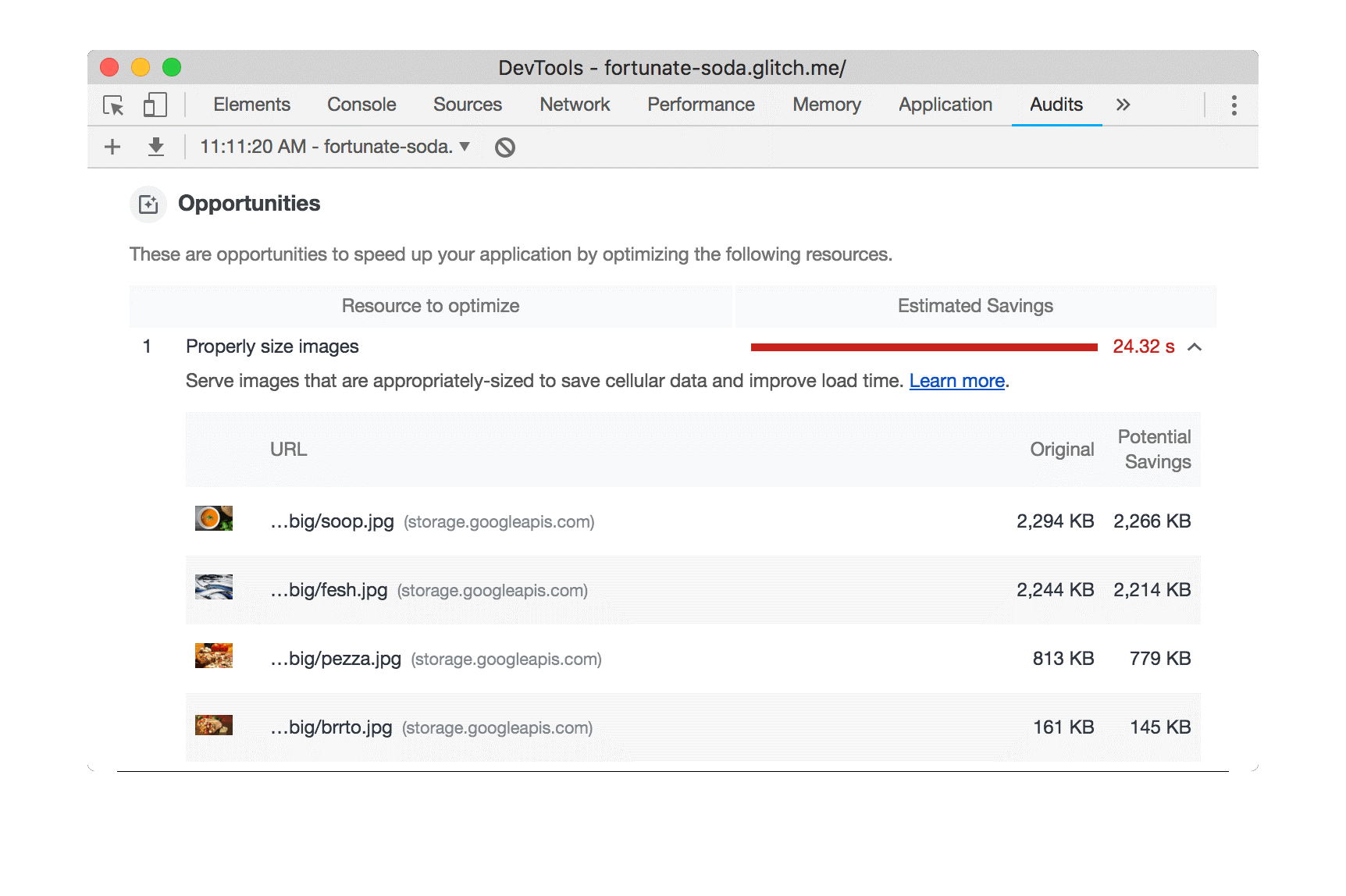 Chrome Geliştirici Araçları Audits