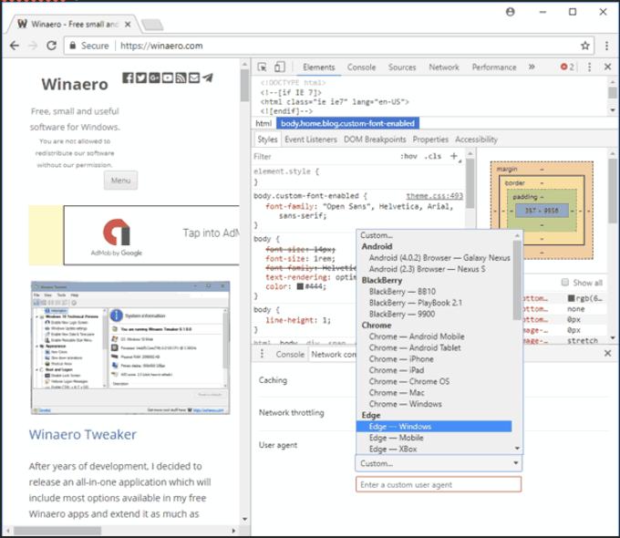 google-chrome-user-agent-degistirme